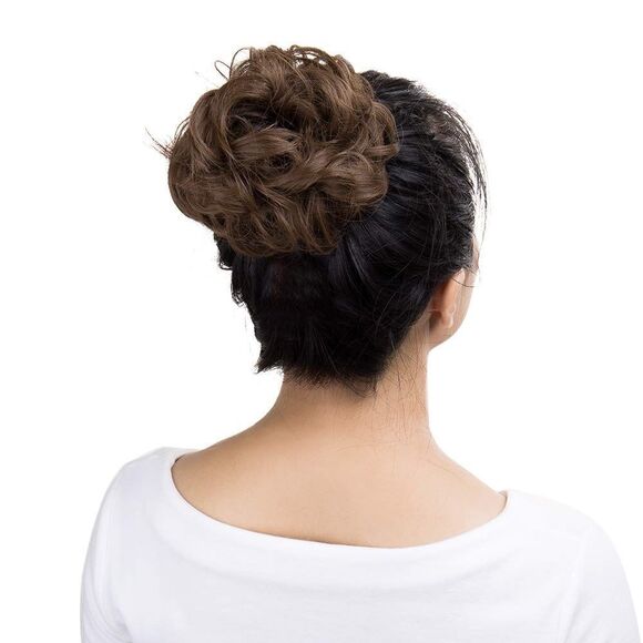 ⭐️S-NOILITE Curly Rich Hair Bun Scrunchie Extension in Light Brown⭐️ - Picture 2 of 5